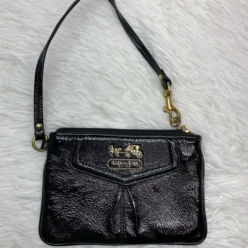 COACH Black Patent Leather Wristlet